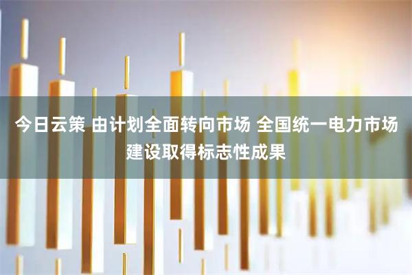 今日云策 由计划全面转向市场 全国统一电力市场建设取得标志性成果
